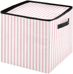 YETTASBIN Pink Stripes Large Christmas Ornament Storage Box with Zipper & Adjustable Dividers, Storage Container with Lid & Handles for 64 Holiday Ornaments 3-Inch, 13 x 13 Inch - Image 2