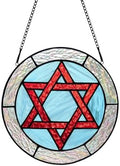 BOXCASA Jewish Stars Stained Glass Window Hanging Star of David Suncatcher by BOXCASA