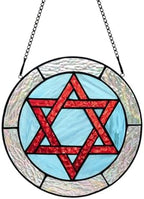 BOXCASA Jewish Stars Stained Glass Window Hanging Star of David Suncatcher by BOXCASA
