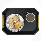 Serving Tray with Polished Metal Handles, Hexagon Coffee Table Tray, Modern Rectangle Decorative Tray, Large Ottoman Tray, Perfect for Storage and Display (Black Rectangle) - Image 5