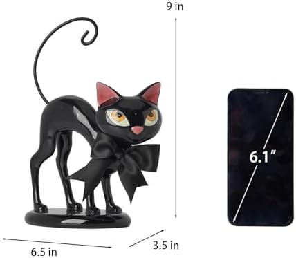 Cynkeyee Halloween Black Cat Statue - 9 in Vintage Mid‑Century - Image 2