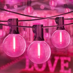 LAMPHOME 2 Pack 26FT G40 Pink Valentine's Day LED String Lights, 13 Shatterproof Globe Bulbs, Outdoor Hanging Patio Lights for Home Balcony Backyard Wedding Party Decor by ULL