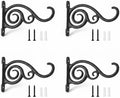 4 Pack Hanging Plant Brackets 6 Inch, Heavy Duty Black Cast Iron Wall Hooks by Unknown