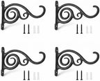 4 Pack Hanging Plant Brackets 6 Inch, Heavy Duty Black Cast Iron Wall Hooks by Unknown