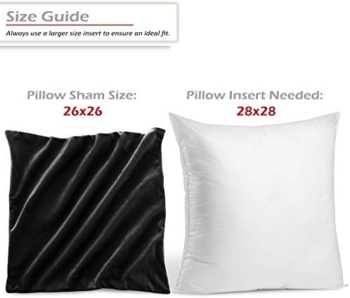 Nestl Throw Euro Pillow Covers, Cozy Velvet Decorative Pillow Covers 26 x 26 Inches, Soft Solid Couch Pillow Case for Sofa, Bed and Car, Set of 4 - Black - Image 2