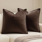 MIULEE Decorative Dark Brown Velvet Euro Sham Throw Pillow Covers 24x24 in by MIULEE