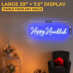Happy Hanukkah Sign Neon LED for Wall Decor – Blue Hanukkah Lights Indoor, Easy to Hang Hanukkah Wall Decor & Light for Home, Window, and Party Decor - Image 2