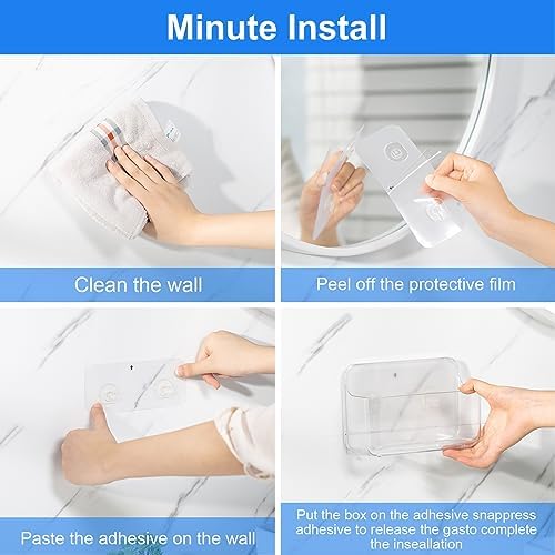 Diesisa Acrylic Wall Mount Organizer, 3Pcs Clear Adhesive Bathroom Shelves - Image 6