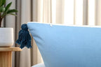 Blue Floral Hand Embroidered 14x36 Lumbar Pillow Cover, Ivory - Image 6