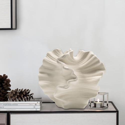 Ceramic Vase - Set of 2 for Home Decor,White Flower Shape Pampas Vases Minimalist Nordic Boho Style for Modern Farmhouse Decor, Living Room、 Kitchen、Mantle、Bedroom、Dining Table、Office - Image 4