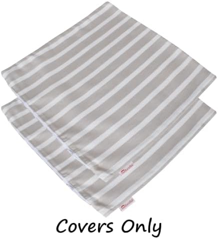Outdoor/Indoor Sunbrella Throw Pillow Cover Only Square Set of 2 Pieces 16 inch x 16 inch Shore Linen Stripe - Insert Not Included - Image 2
