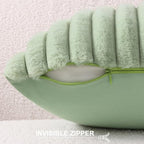Pallene Faux Fur Decorative Throw Pillow Covers 18x18 Set of 2, Sage Green - Image 3