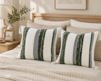 decorUhome Cream White and Green Throw Pillow Covers 18x18 Set of 2 - Image 3