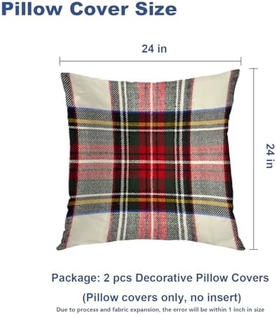 Batmerry Scottish Tartan Throw Pillow Covers, Green Wool Plaid Symmetric Square Fashion Decorative Pillow Covers Digital Printing Blended Fabric for Couch Sofa Bed Invisible Zipper 24X24 in(Set of 2) - Image 5