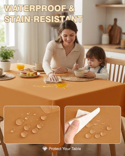 Fall Tablecloth Rectangular 8ft, 2-Pack Waterproof Slub Textured - Image 4