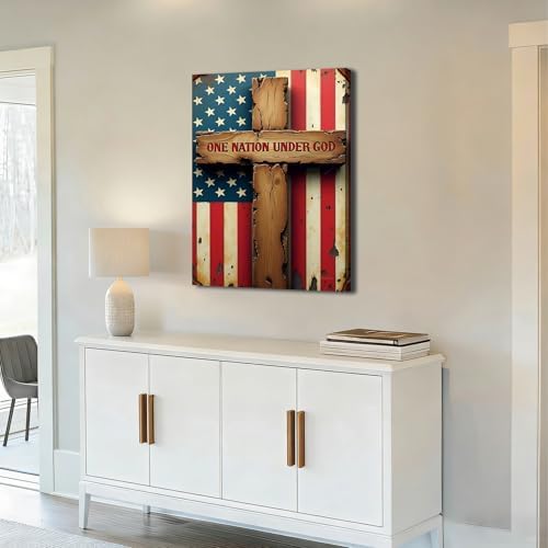 Ship Next Day – Framed American Flag Canvas Art, Patriotic Wall Decoration, Christian Home Decor, Independence Day Gifts, Stars and Stripes Painting, Made in USA - Image 3