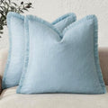 Foindtower Decorative Linen Fringe Throw Pillow Covers 26×26 Light Blue by Foindtower