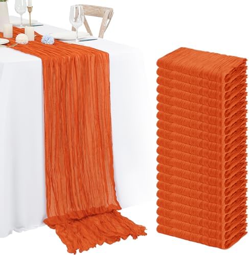20 Pack Orange Cheesecloth Table Runner 120 Inch 10FT Rustic Boho Gauze Cheese Cloth Table Runner for Wedding Party Baby Shower Thanksgiving Christmas Decoration by Lumaycens