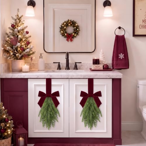 Burgundy Teardrop Swag 6 Pcs Christmas Cabinets Chair Ornament - Image 6