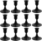 zeochyni 12 Pcs Black Taper Candle Holders Bulk for Wedding, Party Decor by zeochyni