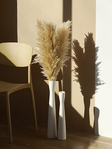 AETVRNI 16'' Tall White Ceramic Vase, Flower Vase, Pampas Grass Floor Vases - Image 2