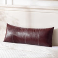 Fancy Homi Burgundy Boho Long Lumbar Faux Leather Decorative Throw Pillow Covers 14x36 Inch for Living Room Couch Bed Sofa, Hand Stitched Rectangle Cushion Case, Rustic Modern Farmhouse Home Decor by Fancy+Homi
