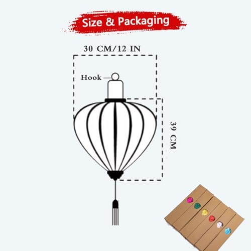 2 Pcs Chinese Lanterns Hanging Paper Lanterns，Multi-Color 12 in Silk Lantern Chinese Party Wedding Decorations (White) - Image 7