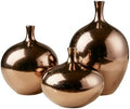 Madison Park Signature Ansen Ceramic Handmade Vase Set Home Décor - Metallic Accent Living Room Decoration Ideal for Shelf, Side Table, Mantle Ornaments, Multi Size, Bronze 3 Piece by MADISONPARK