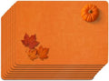 Maxpearl Faux Leather Placemats Set of 8 - Waterproof - Wipe Clean - Heat Resistant - Anti Slip Dining Table Place Mats, Suitable for Indoor & Outdoor Use, 17’’×12’’, Orange by Maxpearl