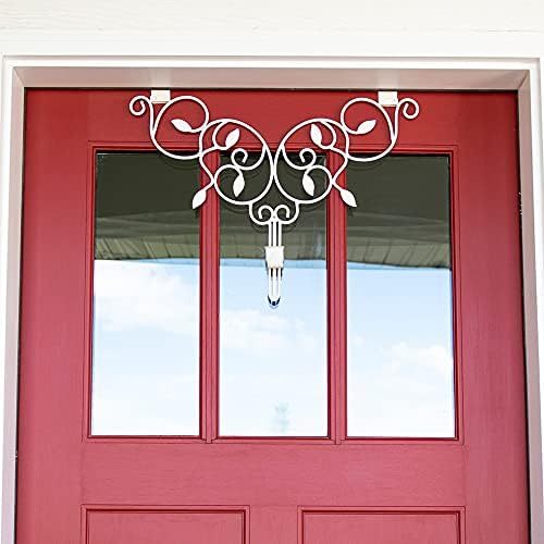 Front Door Wreath Hanger, Adjustable Hook Length Ivy Design, White - Image 5