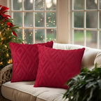 Pallene Fall Red Faux Fur Throw Pillow Covers 26x26 Set of 2 - Image 4
