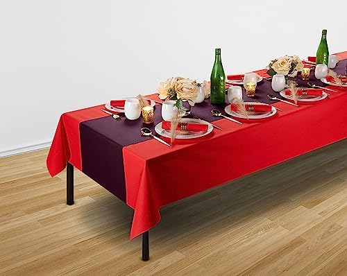 Disposable Table Runner for Dining Table, 16" 20-Pack Linen-Like Plum Paper Table Runners for Party, Wedding Or Event - Image 2