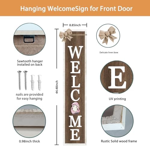 Interchangeable Welcome Sign 12 Pcs Replaceable Icons 45"X9" White Wood - Image 3