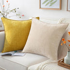 decorUhome Chenille Mineral Yellow Throw Pillow Covers 24x24 Set of 2 - Image 5