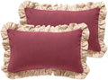 patdrea Vintage Red Linen Throw Pillow Covers,Set of 2,12"x20"-Kubum by patdrea