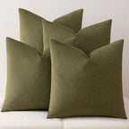 a moment Waterproof Throw Pillow Covers Set of 4,20x20 Inch Outdoor Stain Resistant Pet Friendly Pillowcases Cushion Covers for Patio Sofa and Living Room,Olive Green by amoment