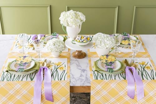 Yellow Plaid Paper Table Runner - Easter Spring Holiday Pattern for Parties or Weddings - Disposable Table Runner American Made - Image 3