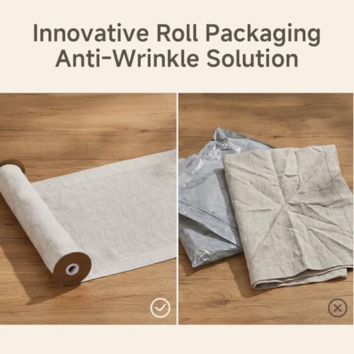 KINGSTONE 100% Pure French Linen Table Runner 108 Inches Long, Natural Hemstitch Tablecloth with Mitered Corners, Crease-Free Scroll Packaging, 14x108 for Easter, Mother's Day, Farmhouse Decor - Image 4