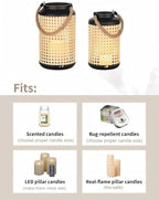 NUPTIO Metal Faux Rattan Candle Lanterns, Set of 2 - Image 3