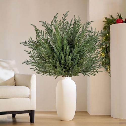 8Pcs 36" Real Touch Norfolk Pine Stems, Faux Christmas Greenery Long Stems - Image 4