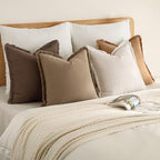 MIULEE Fall Linen Fringe Pillow Covers Set of 4 18x18 Neutral Brown - Image 4