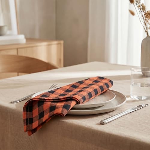 Urban Villa Cloth Napkins Cotton 12x12 (Set of 12) Orange/Black - Image 4