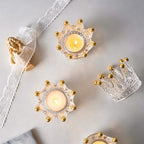 Vixdonos Votive Candle Holders Set of 6 Crown Glass Tealight Candle Holder for Wedding, Party and Home Decor (Gold Tips) - Image 5