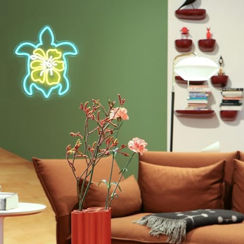 Sea Turtle Neon Sign Hibiscus LED Neon Lights for Wall Bedroom Bar Decor - Image 7