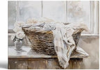 Laundry Room Oil Painting Wall Art,Rustic Farmhouse Laundry Room Poster,Vintage Laundry Basket And Flowers By The Window Print,Laundry Art,Farmhouse Laundry Room Decor24x36inch Framed Art by Unknown