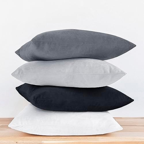 MONDAY MOOSE Decorative Throw Pillow Covers Cushion Cases, Set of 4 Soft Velvet Modern Designs, Mix and Match for Home Decor, Pillow Inserts Not Included (18x18 inch, Black/White) - Image 6