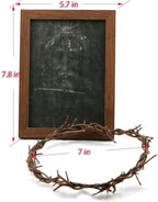 Framed Jesus Veil Image with Crown of Thorns & Veronica’s Veil - Christian Wall Decor for Home Prayer Room, Religious Easter Lent Gifts (Jesus Face) (Brown) - Image 3