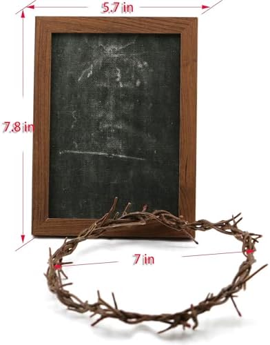 Framed Jesus Veil Image with Crown of Thorns & Veronica’s Veil - Christian Wall Decor for Home Prayer Room, Religious Easter Lent Gifts (Jesus Face) (Brown) - Image 3