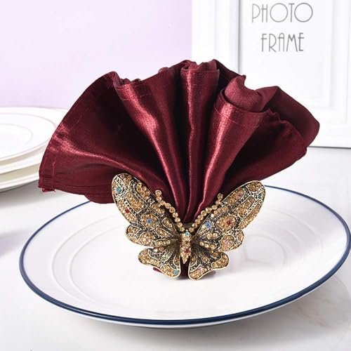 Set of 6 Crystal Butterfly Napkin Rings Home Metal Napkin Buckles Holder for Wedding,Parties, Dinners, Christmas, Holidays Decor (Gold) - Image 3
