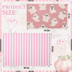 Honoson 2 Pcs Pink Ghost Halloween Doormat Set, Coir Striped Layer Rug - Image 2